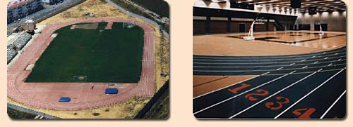 Surface textures include fieldhouse embossing for multi-purpose use, and track embossing for running tracks. Wont fade, crack, peel, or wear unevenly and requires no coatings.